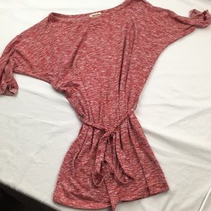 Heather red tie waist tunic